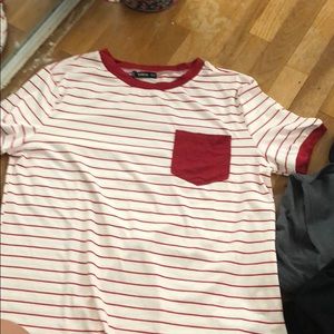 SHEIN white and red pocket shirt